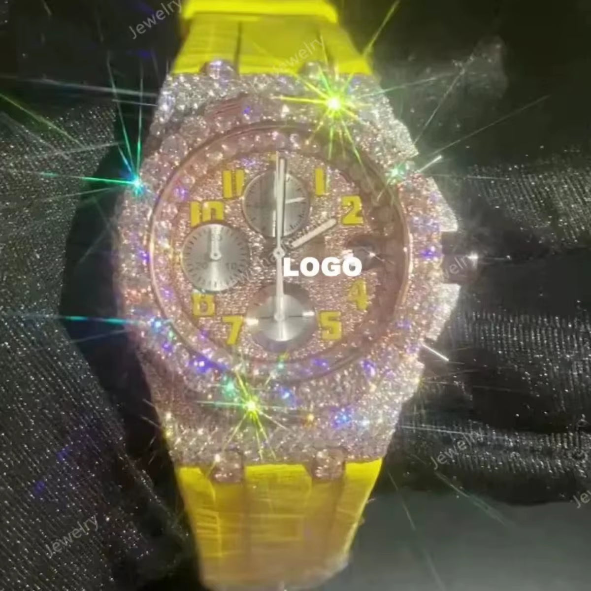 Hip Hop Luxury Automatic Mechanical Watch for Men VVS D Colour Moissanite Iced Out Sport Watch with Analog Glass Dial Display