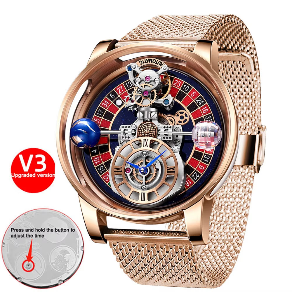 Las Vegas Roulette INDU DESIGN Mens Watches To Brand Luxury Astronomia Quartz Watch Montre Homme