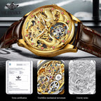 Oupinke 3176 International Brand Automatic Man Watches Wrist Watchchinese Dragon Hollow Luxury High Quality Mechanical Watch