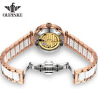 Mechanical Watch for Women Luxury Top Brand Stainless Steel Ceramic Strap Rose Gold Diamond Ladies Watches Reloj Mujer