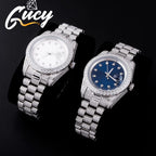 Fashion Bling Watches Quartz HIP HOP Watches with Micro Pave Iced Out Cubic Zirconia Stainless Steel Watches Clock for Gift