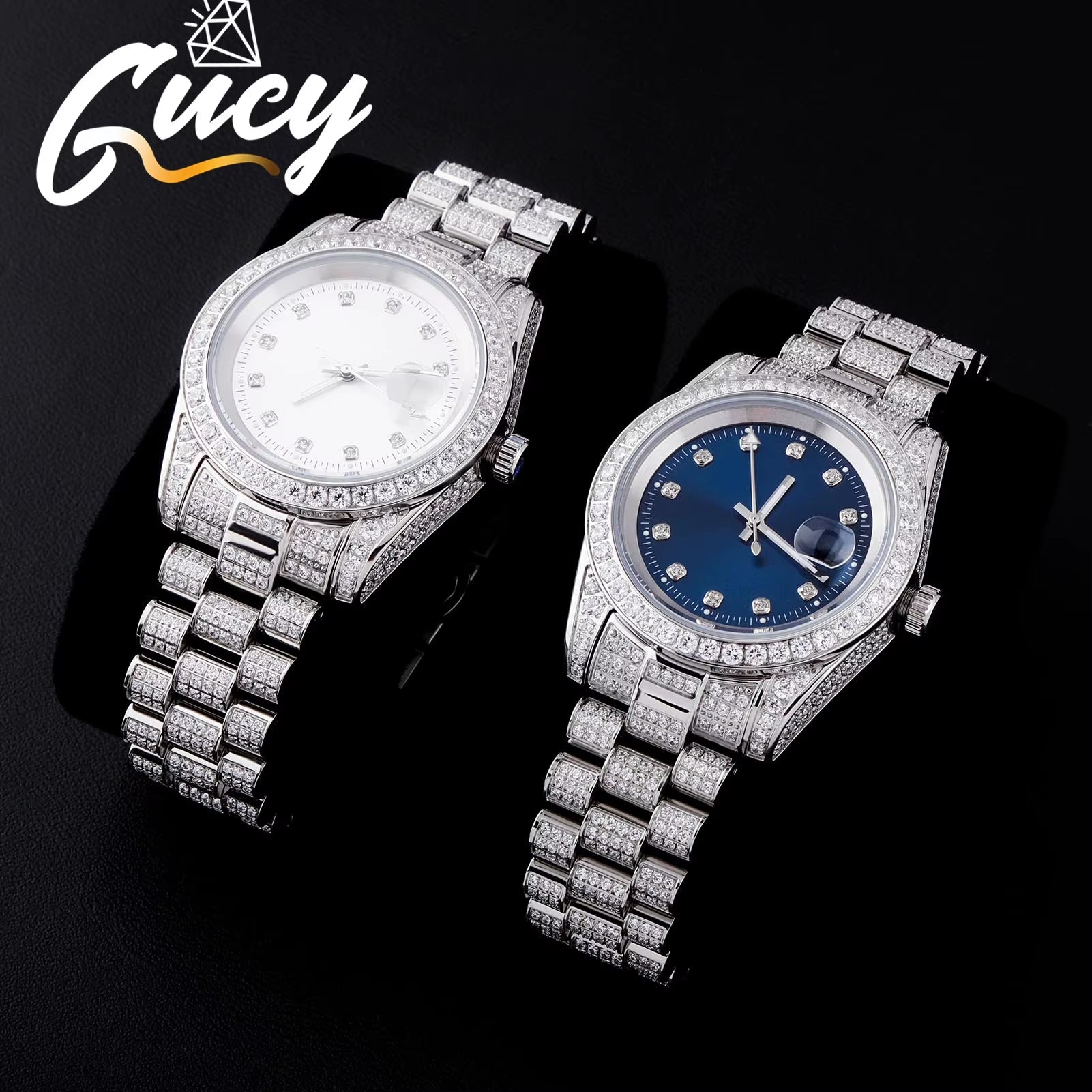 Fashion Bling Watches Quartz HIP HOP Watches with Micro Pave Iced Out Cubic Zirconia Stainless Steel Watches Clock for Gift