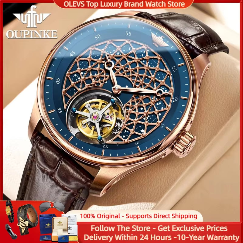 8002 Tourbillon Men Watch Luxury Advanced Automatic Mechanical Watch Swiss Certified HD Sapphire Waterproof Men Watch