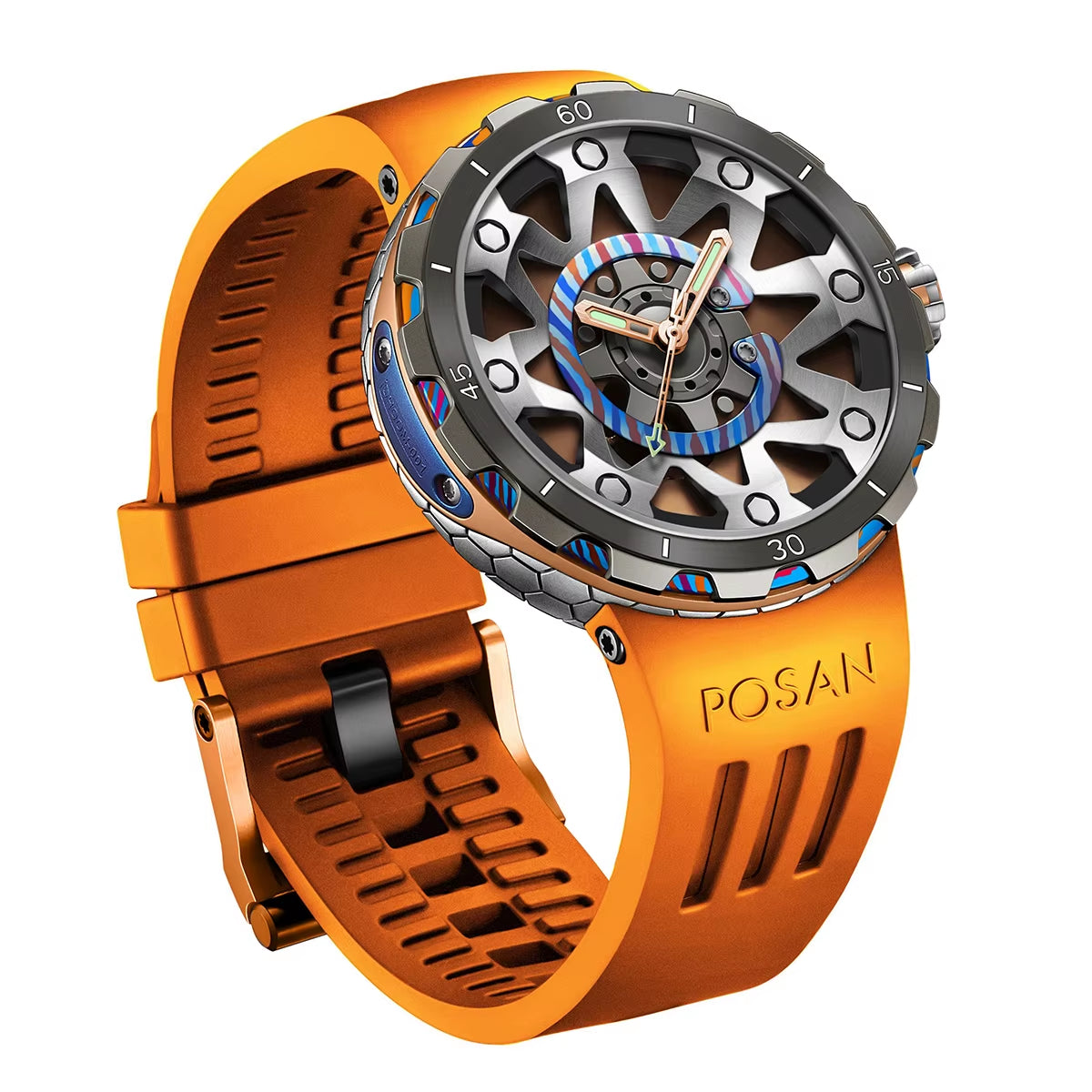 NEW Top Titanium Watch Men Automatic Luxury Timascus Sapphire Glass VITON Strap Unique Sports Watches Men'S Reloj Wristwatch