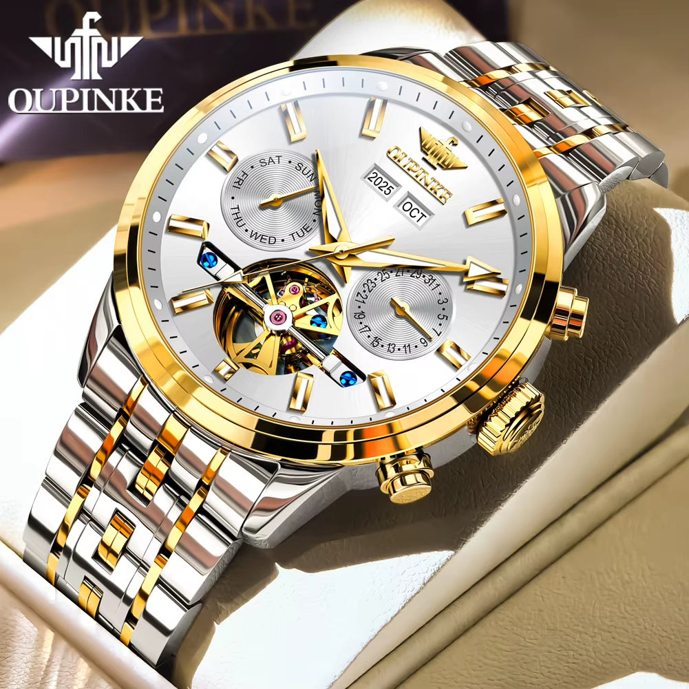 3296 Mens Watch Flywheel Automatic Mechanical Watch﻿ Waterproof Luminous Week Date Watches for Man Original Luxury Gift