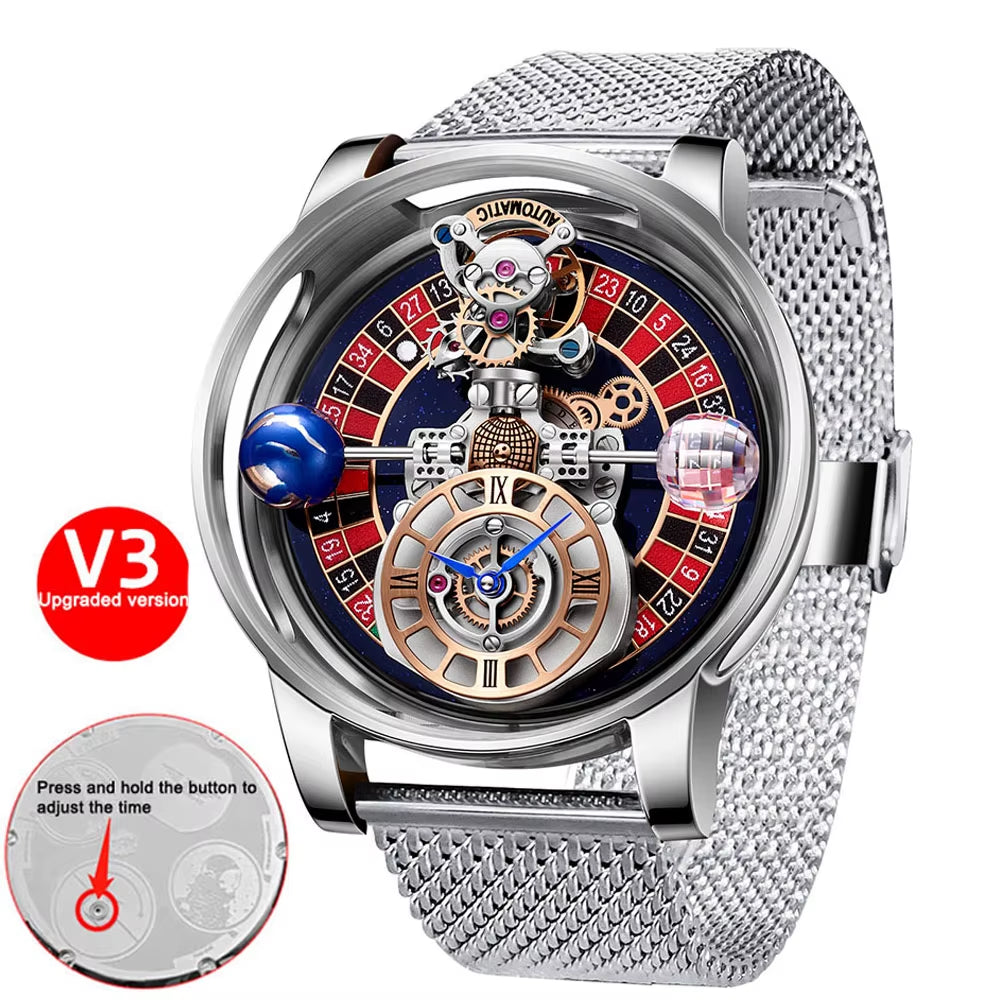 Las Vegas Roulette INDU DESIGN Mens Watches To Brand Luxury Astronomia Quartz Watch Montre Homme