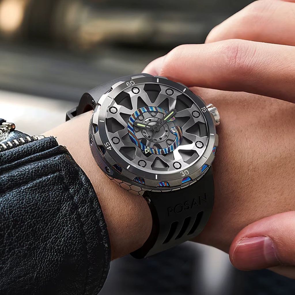 NEW Top Titanium Watch Men Automatic Luxury Timascus Sapphire Glass VITON Strap Unique Sports Watches Men'S Reloj Wristwatch