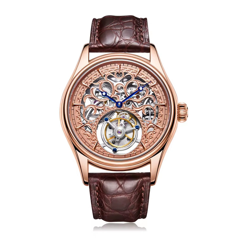 2021 ENLOONG Real Luxury Tourbillon Watches Men Skeleton Rose Gold Sapphire Stainless Steel OEM Wrist Man Watch Luxury
