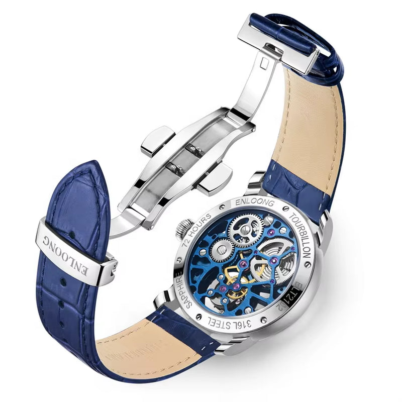 2021 ENLOONG Real Luxury Tourbillon Watches Men with Long Power Reserve Stainless Steel Sapphire OEM Wrist Man Watch Luxury