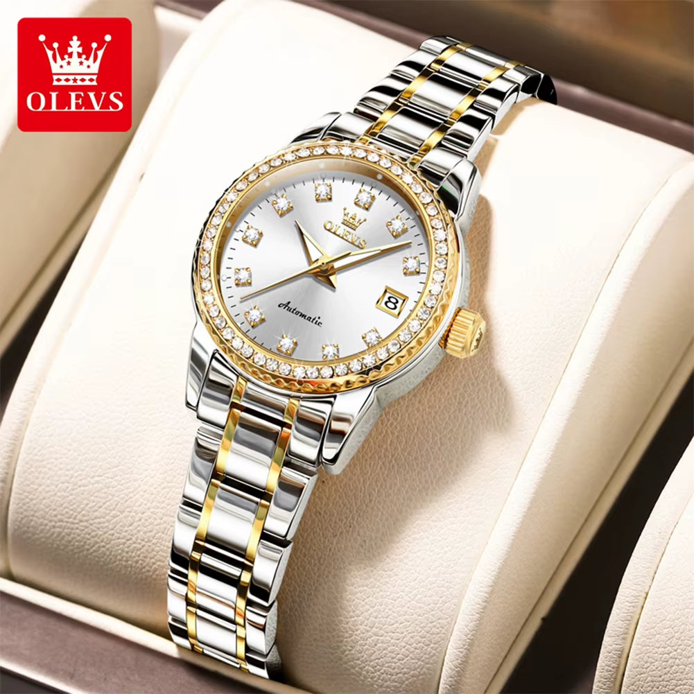 7003 Automatic Mechanical Women'S Watches Waterproof Luminous Calendar Ladies Wristwatches Luxury Diamond Watch for Woman