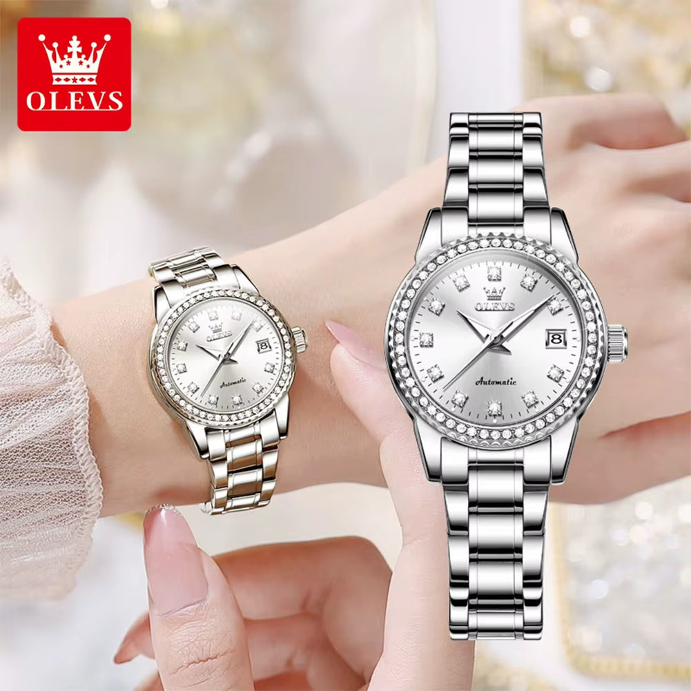 7003 Automatic Mechanical Women'S Watches Waterproof Luminous Calendar Ladies Wristwatches Luxury Diamond Watch for Woman