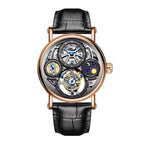 Haofa GMT Skeleton Tourbillon Mechanical Man Watch Manual Movement Luminous Day and Night Watches for Man Luxury 1601