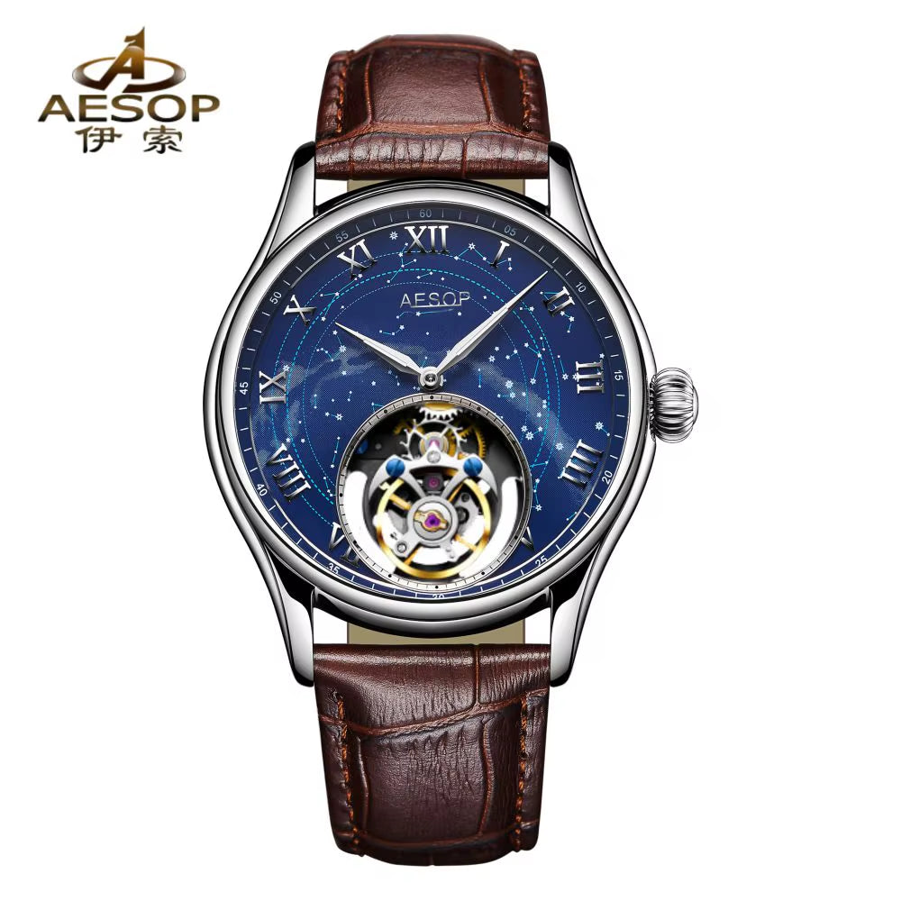 Original Tourbillon Watch for Men Mechanical Skeleton Tourbillon Movement Mens Watches Sapphire Mirror Wristwatch New 7045