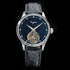 2023  Tourbillon Mens Watch Tianjin ST8230 Movement Blue Aventurine Stone Luxury Mechanical Hand Wind Watches Crocodile