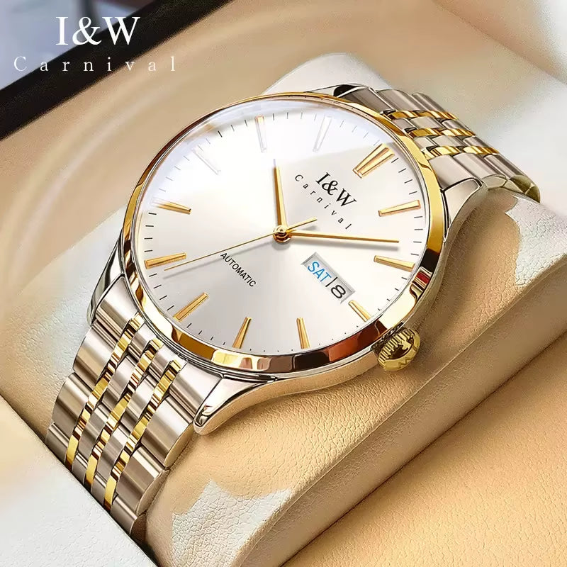 High-End Series I&W Brand Automatic Mechanical Watches Men Waterproof Watches 316L Steel Sapphire Business Men'S Watch