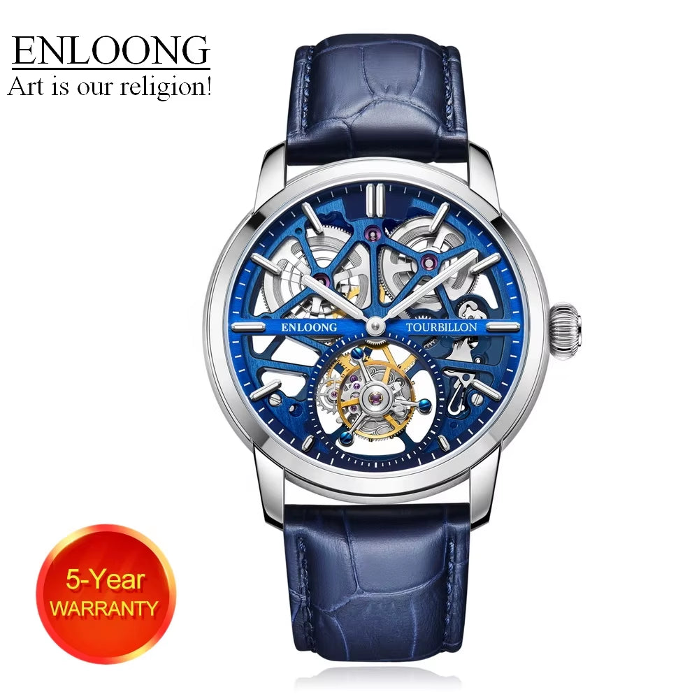 2021 ENLOONG Real Luxury Tourbillon Watches Men with Long Power Reserve Stainless Steel Sapphire OEM Wrist Man Watch Luxury