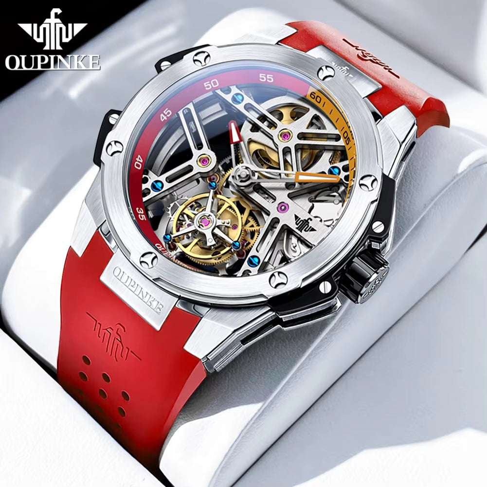 8003 Tourbillon Watch Top Luxury Brand Men Fully Automatic Mechanical Watch Waterproof Silicone Strap Original Men Gifts