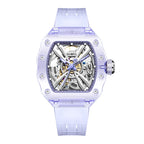 Haofa Crystal Automatic Mechanical Watch for Women Transparent Movement Hollow Luminous Luxury Ladies Watch 2302