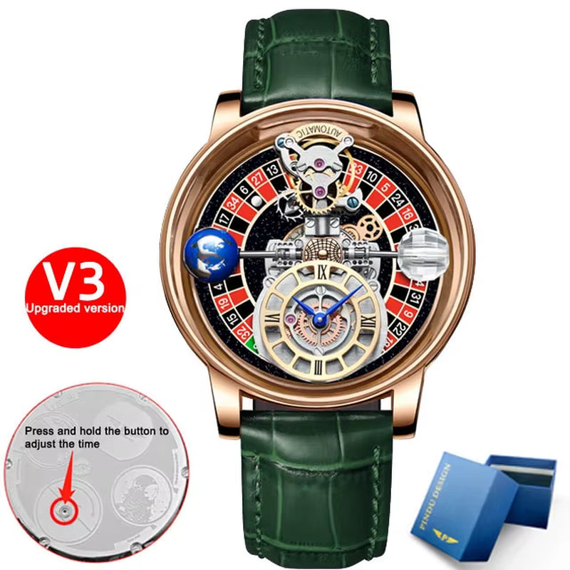 Las Vegas Roulette INDU DESIGN Mens Watches To Brand Luxury Astronomia Quartz Watch Montre Homme