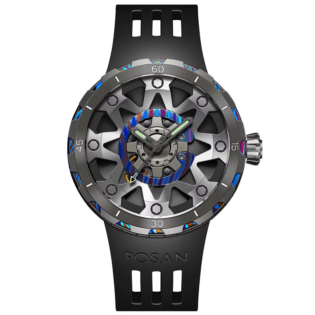 NEW Top Titanium Watch Men Automatic Luxury Timascus Sapphire Glass VITON Strap Unique Sports Watches Men'S Reloj Wristwatch