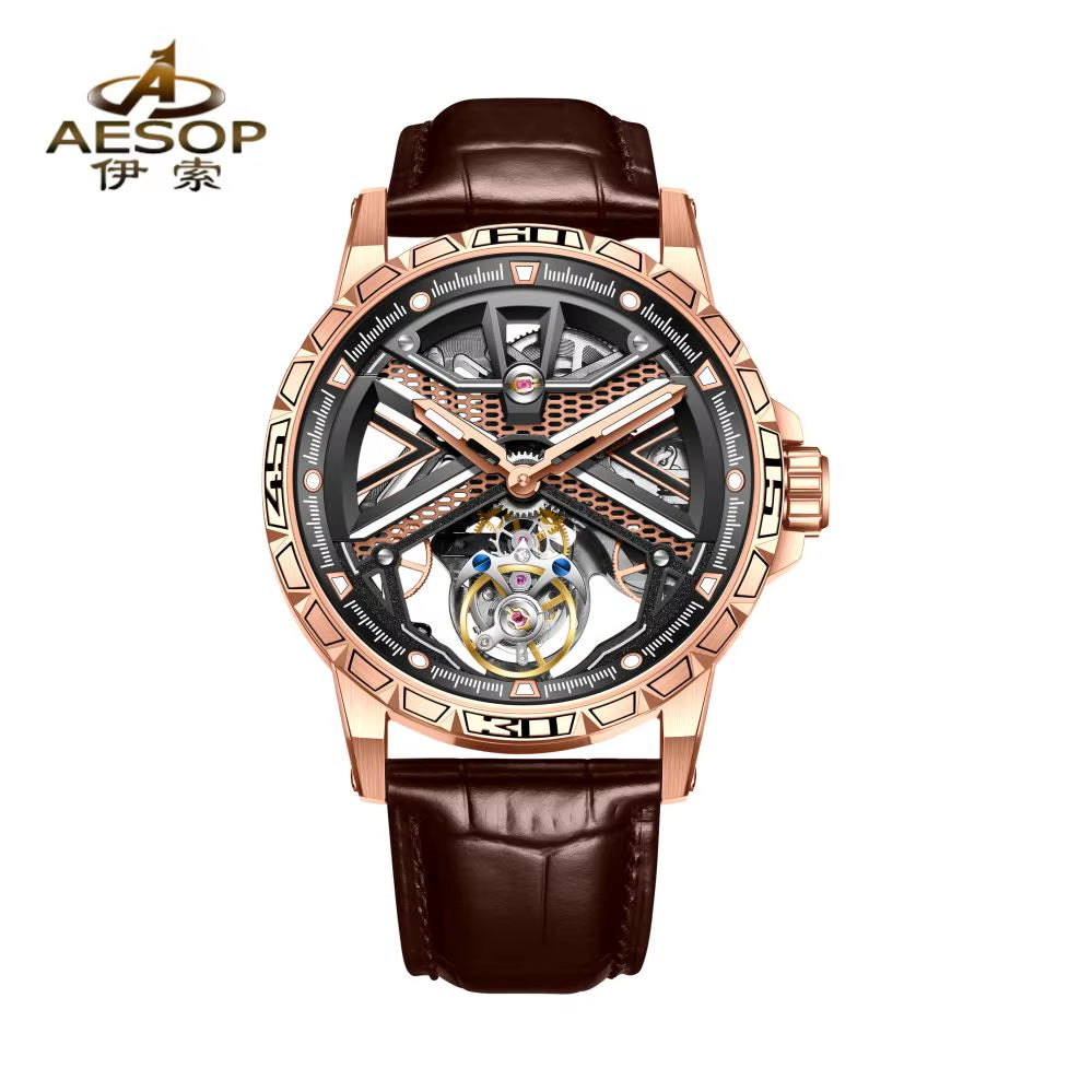 Flying Tourbillon Mechanical Watch for Men Skeleton Tourbillon Movement Fashion Wrist Watches Mens Luxury Sapphire Mirror
