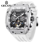 Men'S Watch Hollow Out Skeleton Automatic Watch for Men Silicone Strap Dual Calendar Luxury Original Mechanical Man Watch