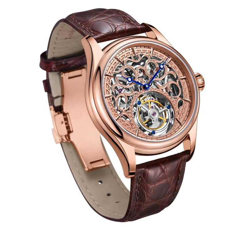2021 ENLOONG Real Luxury Tourbillon Watches Men Skeleton Rose Gold Sapphire Stainless Steel OEM Wrist Man Watch Luxury