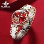 Mechanical Watch for Women Luxury Top Brand Stainless Steel Ceramic Strap Rose Gold Diamond Ladies Watches Reloj Mujer