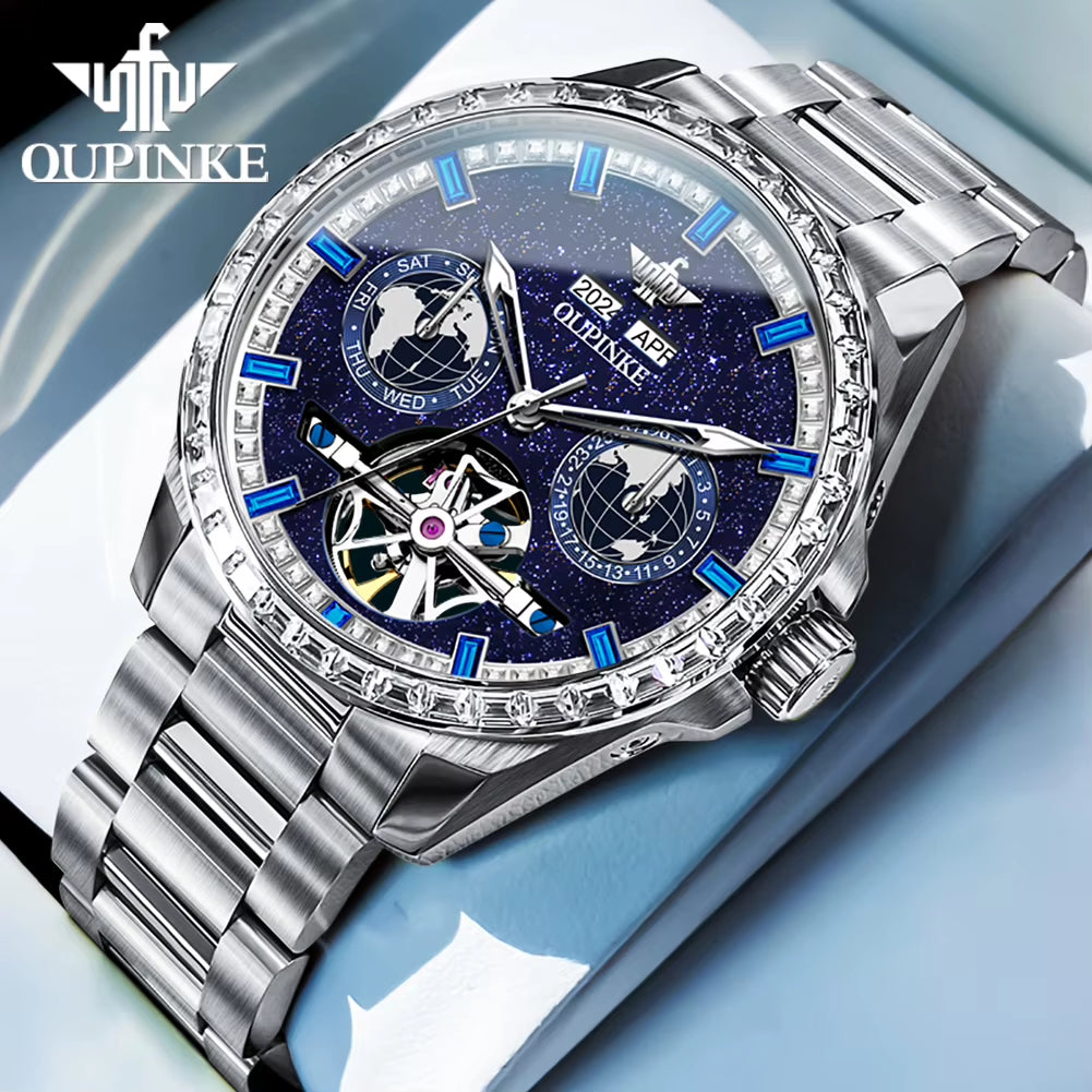 3280 Gold Luxury Mens Watches Diamond Dial Waterproof Automatic Mechanical Wristwatch Skeleton Luminous Date Brand Watch