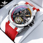 8003 Tourbillon Watch Top Luxury Brand Men Fully Automatic Mechanical Watch Waterproof Silicone Strap Original Men Gifts