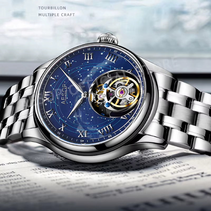 Original Tourbillon Watch for Men Mechanical Skeleton Tourbillon Movement Mens Watches Sapphire Mirror Wristwatch New 7045