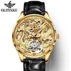 Oupinke 3176 International Brand Automatic Man Watches Wrist Watchchinese Dragon Hollow Luxury High Quality Mechanical Watch