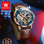 Mens Watches Automatic Mechanical Watch Tourbillon Sport Clock Leather Casual Business Retro Wristwatch Relojes Hombre