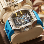 Classic Tonneau Men'S Watch Spider Edition Automatic Mechanical Movement Wristatches Luxury Rubber Strap Reloj Hombre