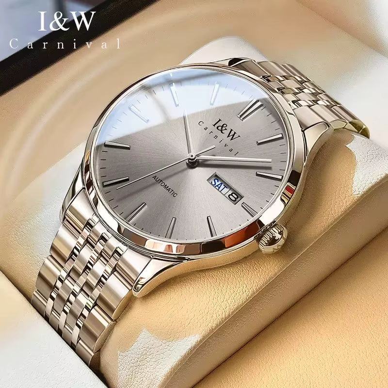 High-End Series I&W Brand Automatic Mechanical Watches Men Waterproof Watches 316L Steel Sapphire Business Men'S Watch