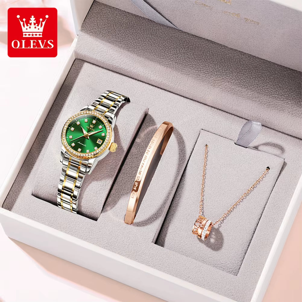 7003 Automatic Mechanical Women'S Watches Waterproof Luminous Calendar Ladies Wristwatches Luxury Diamond Watch for Woman