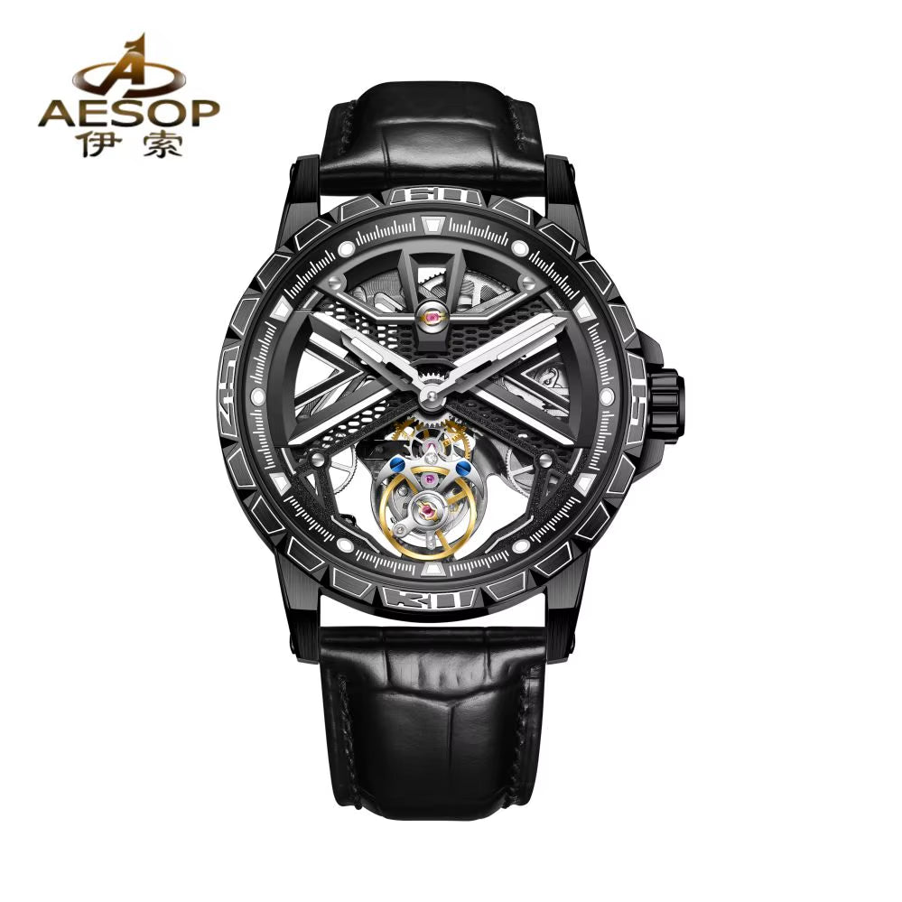 Flying Tourbillon Mechanical Watch for Men Skeleton Tourbillon Movement Fashion Wrist Watches Mens Luxury Sapphire Mirror