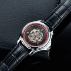 Stars Sapphire Wheel Mechanical Automatic Mens Steel Watch Leather Waterproof Creative Causal Watches