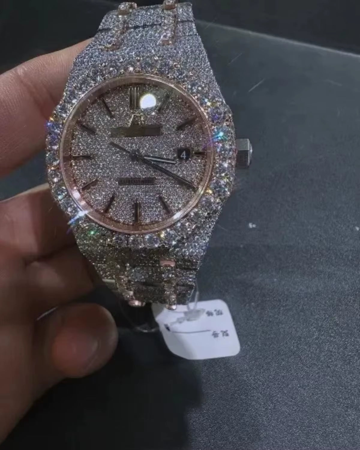 Hip Hop Luxury Automatic Mechanical Watch for Men VVS D Colour Moissanite Iced Out Sport Watch with Analog Glass Dial Display