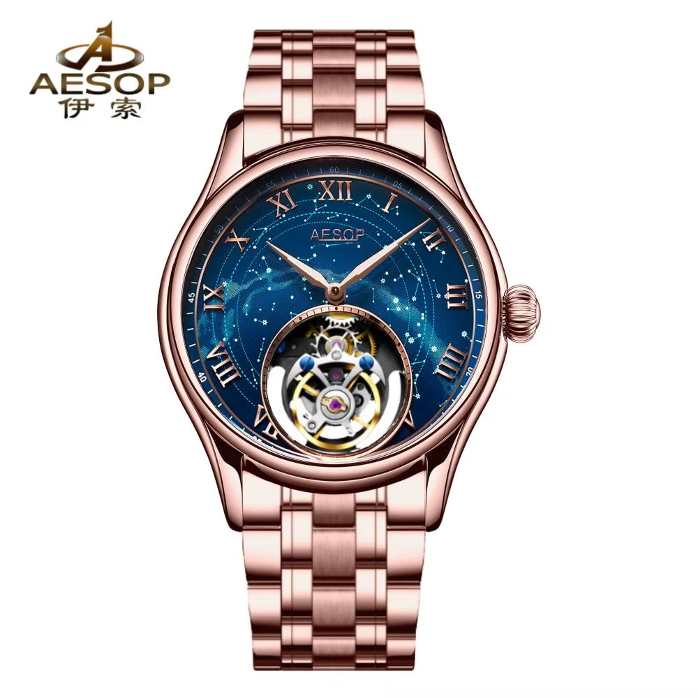 Original Tourbillon Watch for Men Mechanical Skeleton Tourbillon Movement Mens Watches Sapphire Mirror Wristwatch New 7045