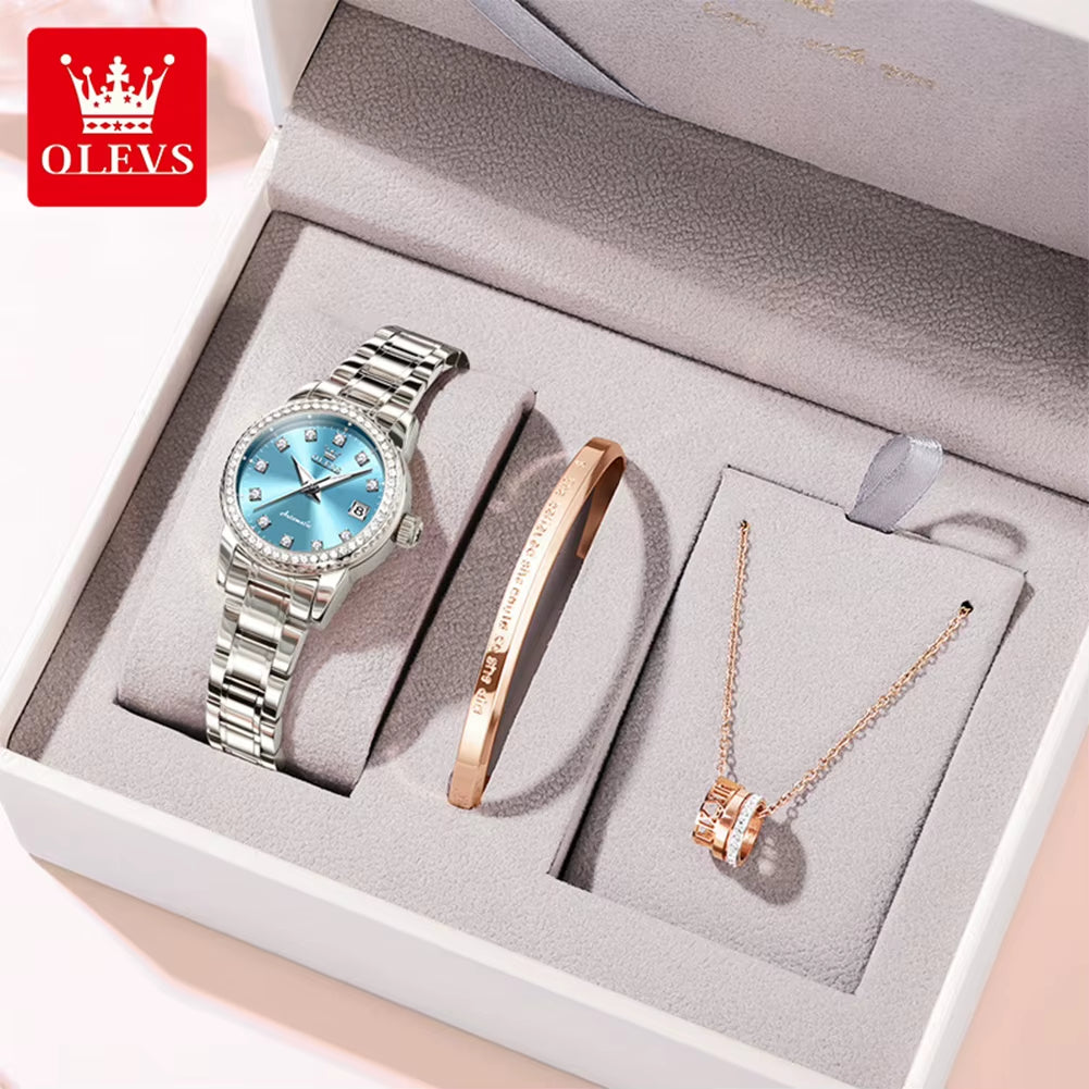 7003 Automatic Mechanical Women'S Watches Waterproof Luminous Calendar Ladies Wristwatches Luxury Diamond Watch for Woman