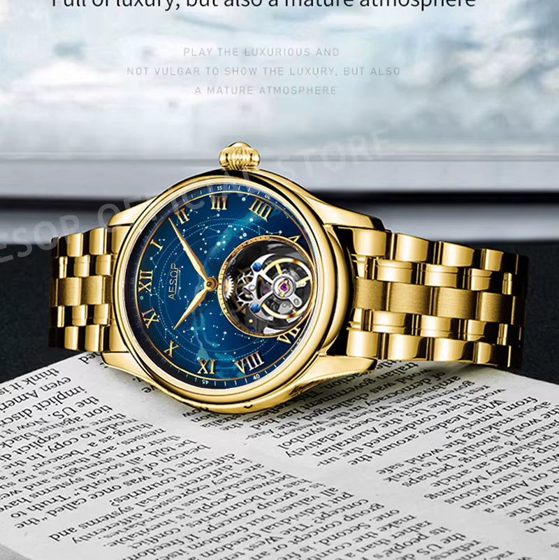 Original Tourbillon Watch for Men Mechanical Skeleton Tourbillon Movement Mens Watches Sapphire Mirror Wristwatch New 7045