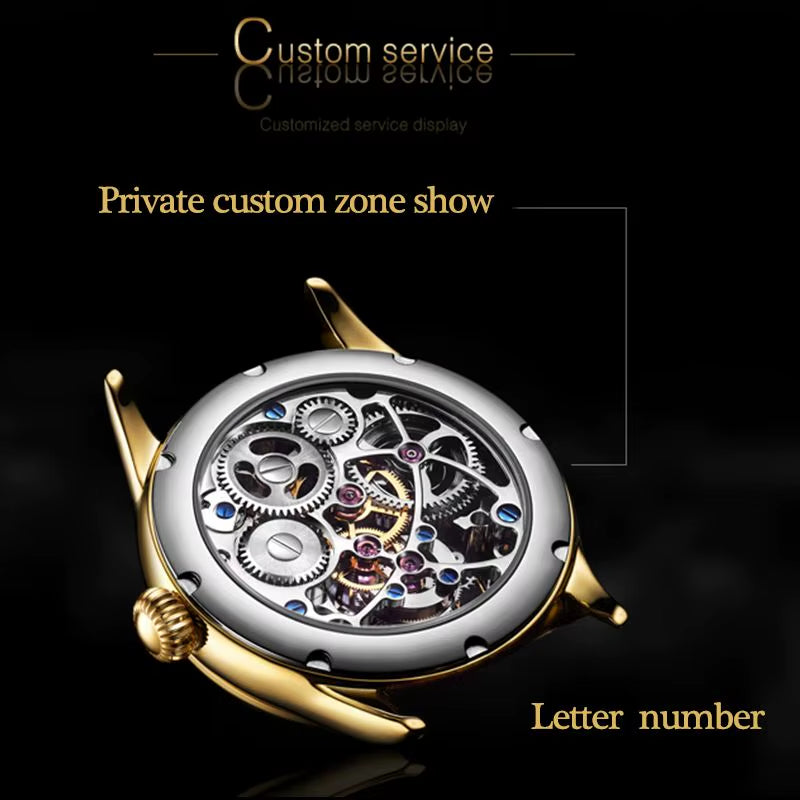 Real Tourbillon Watch for Men Mechanical Movement Mens Watches Brand Luxury Skeleton Clock Gemini Relogio Masculino