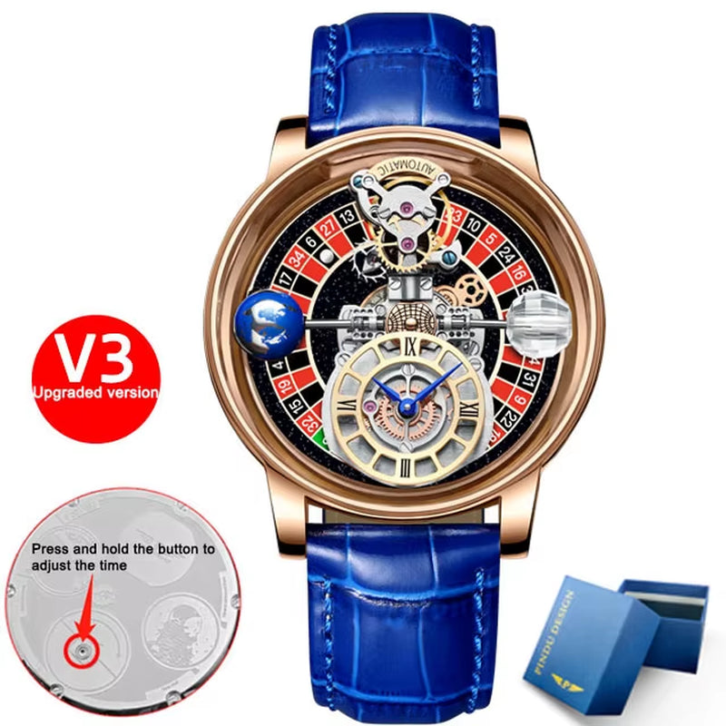 Las Vegas Roulette INDU DESIGN Mens Watches To Brand Luxury Astronomia Quartz Watch Montre Homme