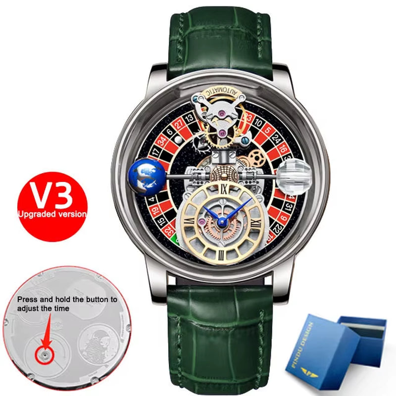 Las Vegas Roulette INDU DESIGN Mens Watches To Brand Luxury Astronomia Quartz Watch Montre Homme