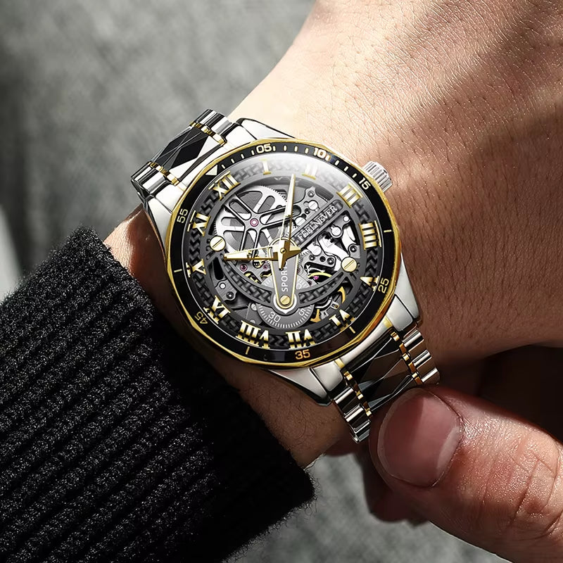 FEELNEVER Top Brand Mechanical Watches Men  Automatic Luxury Mens Watch 50M Waterproof Luminous Tourbillon Wristwatch Reloj