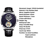 2023  Top Tourbillon Mens Luxury Watch Tianjin ST8235 Movement Mechanical Wristwatches Sapphire Glass Moonphase Luminous