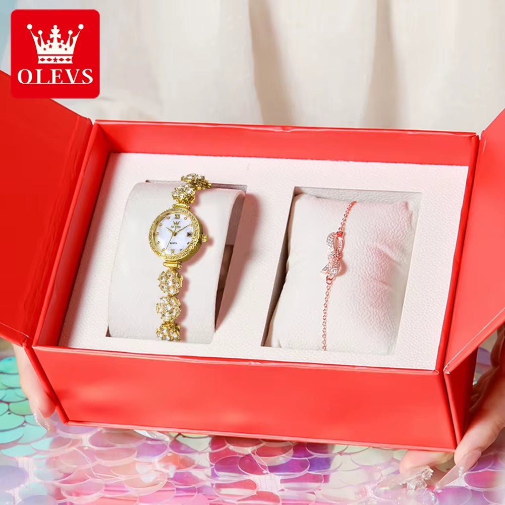 5638 Women Watches Original Elegant Quartz Watch Waterproof Luminous Date Ladies Set Bracelet Watch Girls Gift Reloj Mujer