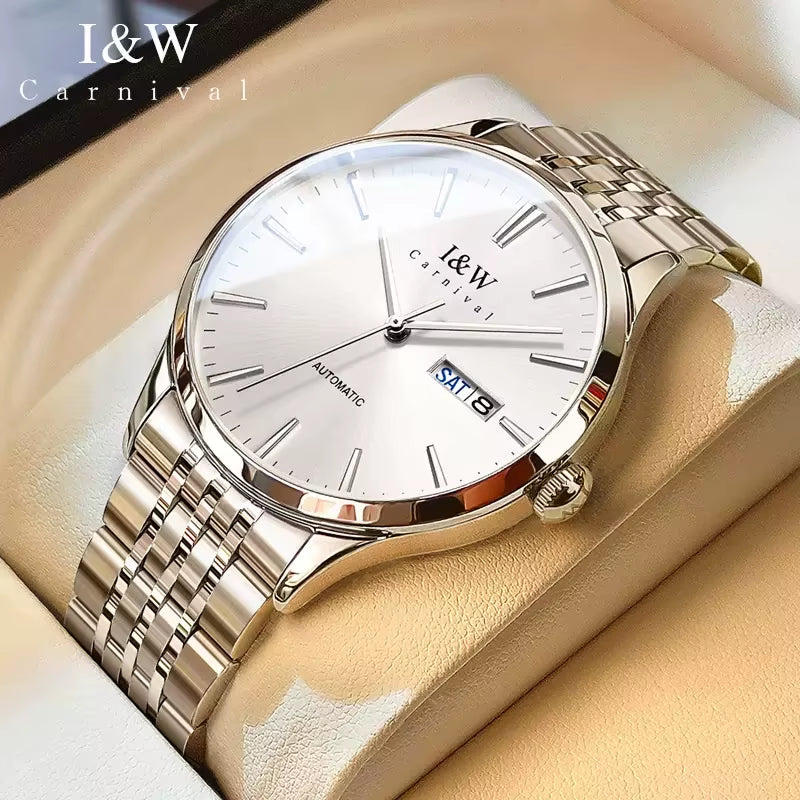 High-End Series I&W Brand Automatic Mechanical Watches Men Waterproof Watches 316L Steel Sapphire Business Men'S Watch