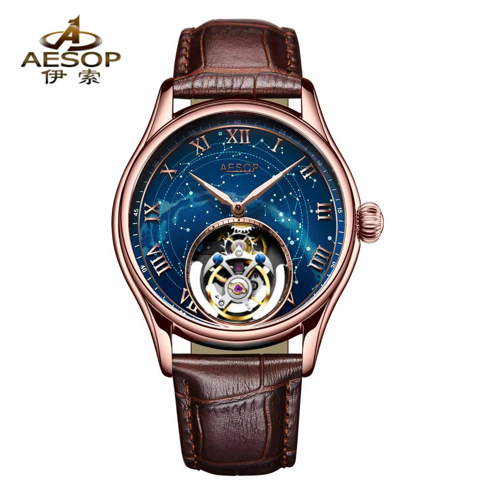 Original Tourbillon Watch for Men Mechanical Skeleton Tourbillon Movement Mens Watches Sapphire Mirror Wristwatch New 7045